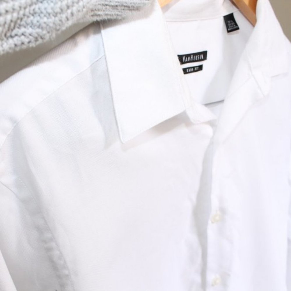 Van Heusen Button Down Longsleeve Shirt White 15.5 - Picture 7 of 7